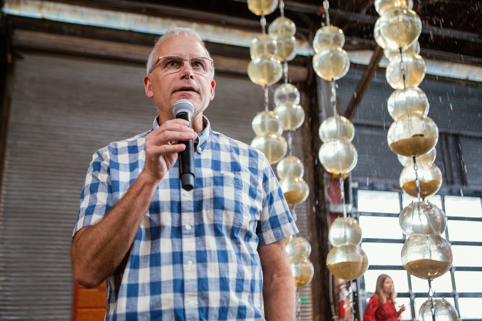Philadelphia Contemporary founder, Harry Philbrick, giving remarks at the opening reception
